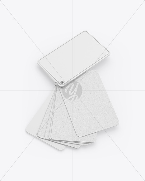 Kraft Cards Stack w/ Plastic Tag Mockup