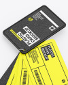 Plastic Cards Stack w/ Leather Tag Mockup