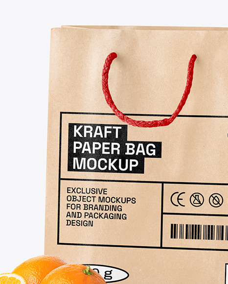 Kraft Bag With Oranges Mockup