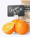 Kraft Bag With Oranges & Price Tag Mockup