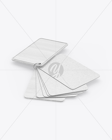 Kraft Cards Stack w/ Wooden Tag Mockup