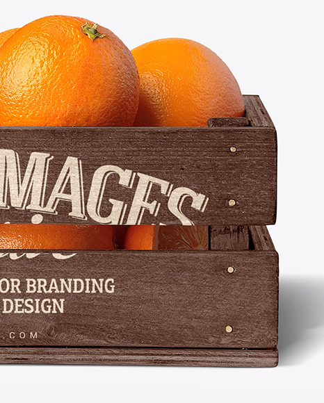 Crate With Oranges &amp; Price Tag Mockup