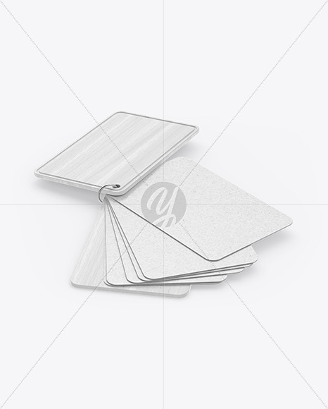 Kraft Cards Stack w/ Wooden Tag Mockup