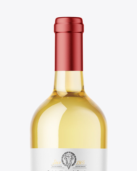 Clear Glass White Wine Bottle Mockup