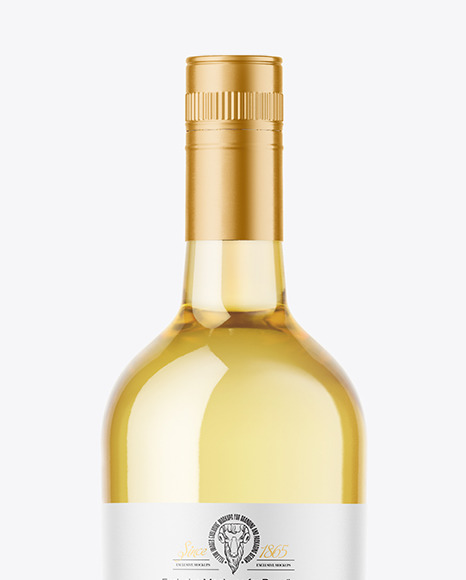 Clear Glass White Wine Bottle Mockup