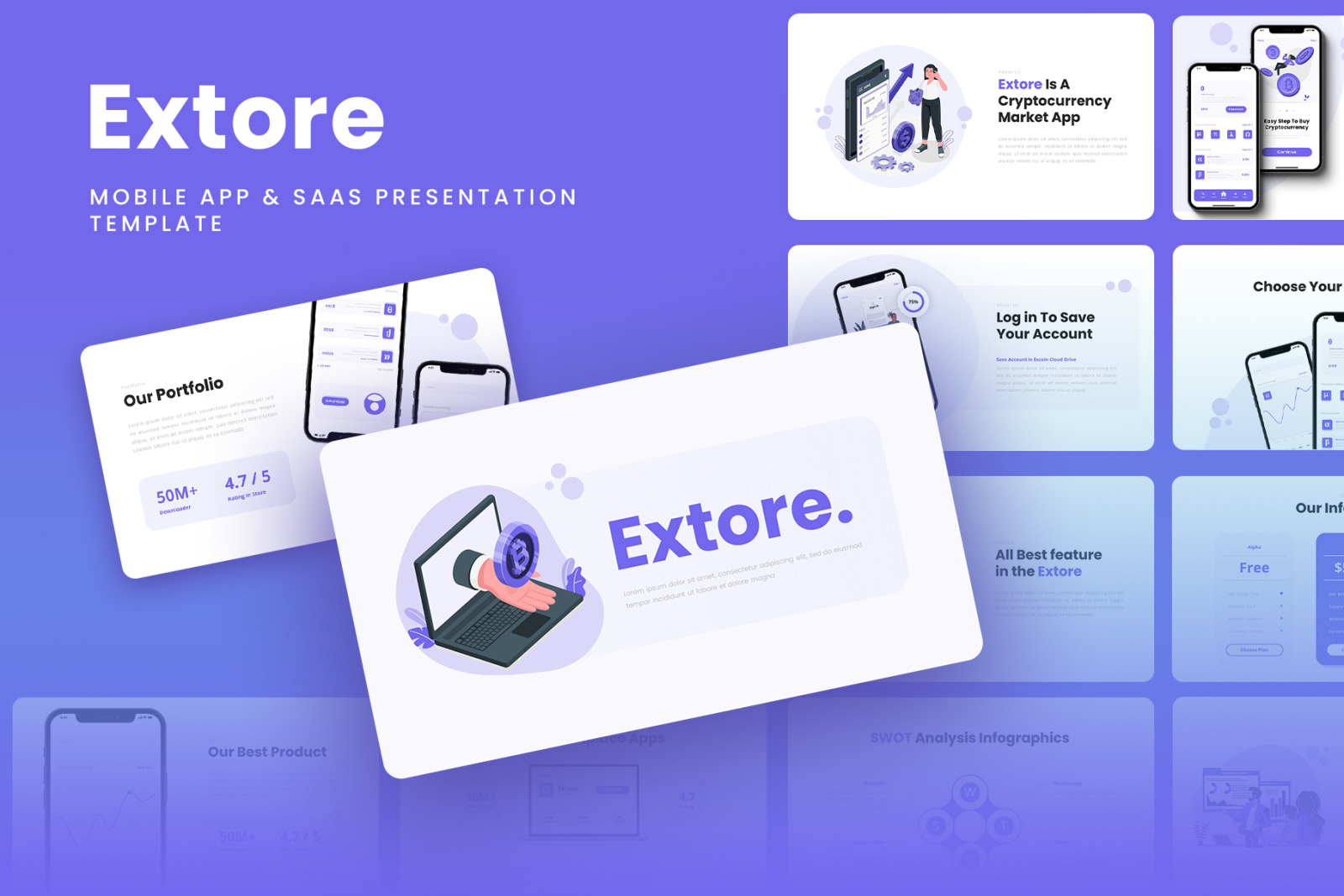 Extore - Mobile App &amp; SAAS Google Slides Template