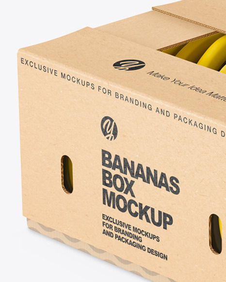 Kraft Box with Bananas Mockup