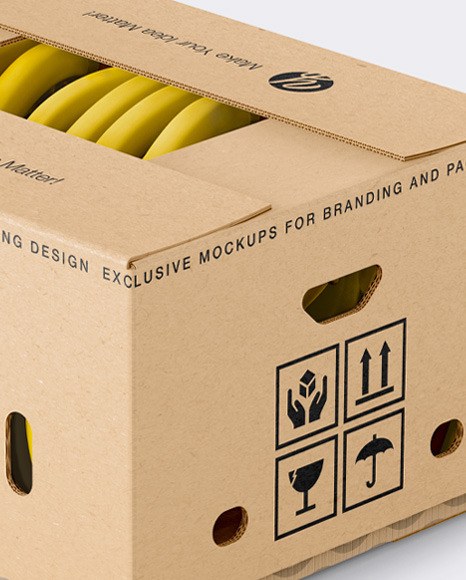 Kraft Box with Bananas Mockup