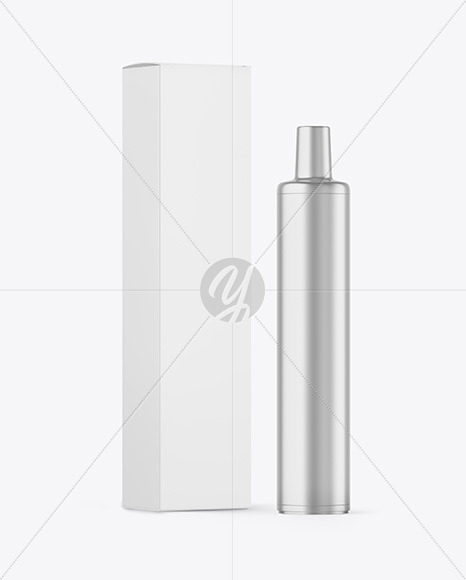 Metallic Vape Device with Box Mockup