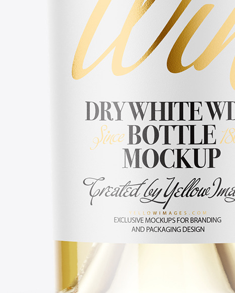 Clear Glass White Wine Bottle Mockup