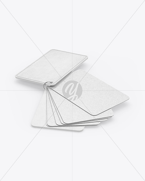 Kraft Cards Stack w/ Leather Tag Mockup