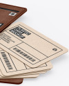 Kraft Cards Stack w/ Leather Tag Mockup