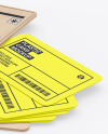 Plastic Cards Stack w/ Wooden Tag Mockup