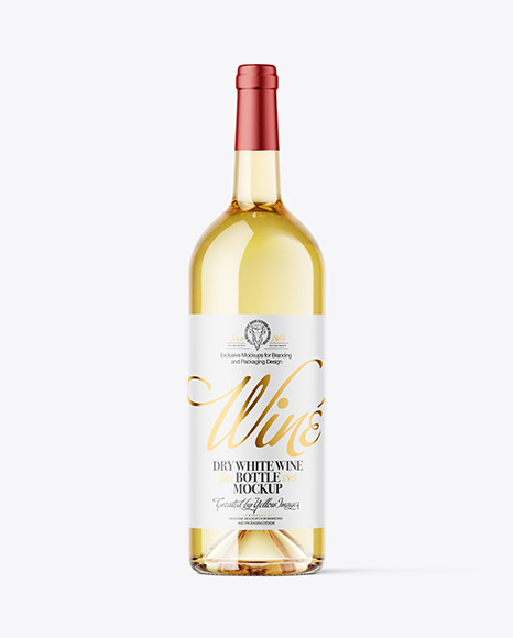 Clear Glass White Wine Bottle Mockup