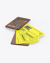 Plastic Cards Stack w/ Wooden Tag Mockup