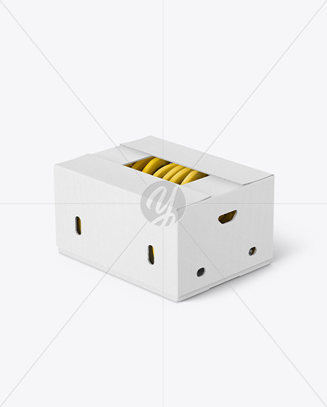 Corrugated Box with Bananas Mockup