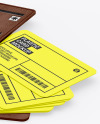 Plastic Cards Stack w/ Leather Tag Mockup