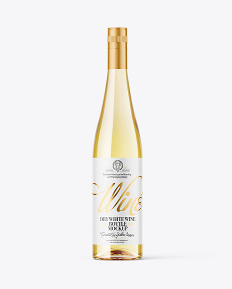 Clear Glass White Wine Bottle Mockup