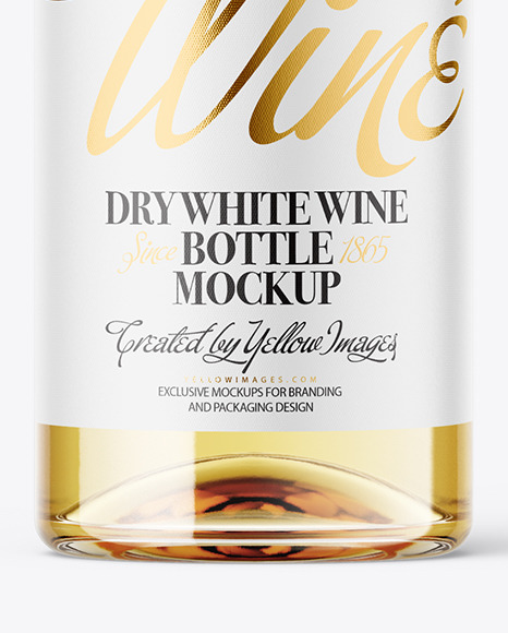 Clear Glass White Wine Bottle Mockup