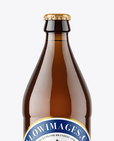 Amber Glass Beer Bottle Mockup