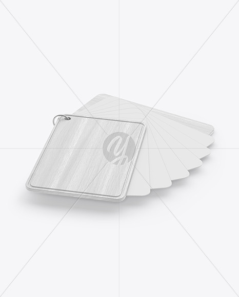 Plastic Cards Stack w/ Wooden Tag Mockup