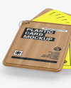 Plastic Cards Stack w/ Wooden Tag Mockup