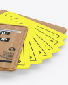 Plastic Cards Stack w/ Wooden Tag Mockup