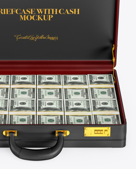 Briefcase with Banknotes Mockup