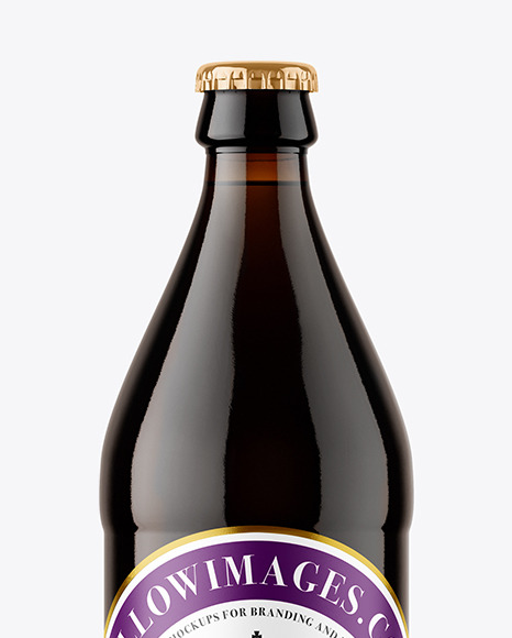 Dark Amber Glass Beer Bottle Mockup