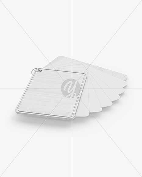 Plastic Cards Stack w/ Wooden Tag Mockup