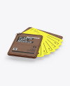 Plastic Cards Stack w/ Wooden Tag Mockup