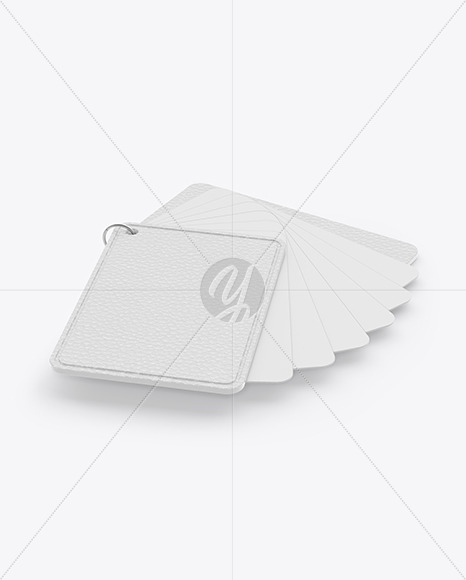 Plastic Cards Stack w/ Leather Tag Mockup