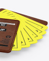 Plastic Cards Stack w/ Leather Tag Mockup