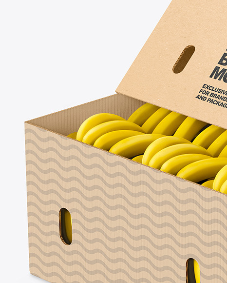 Kraft Box with Bananas Mockup