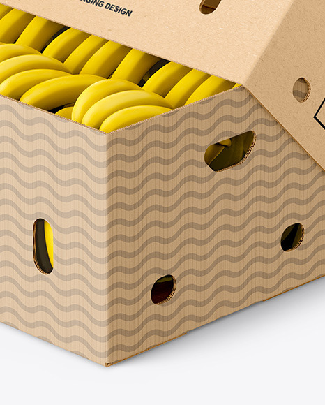 Kraft Box with Bananas Mockup