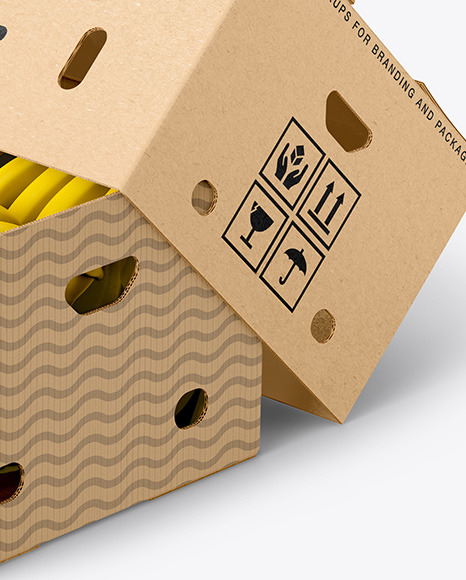 Kraft Box with Bananas Mockup