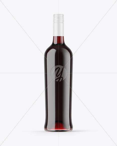 Clear Glass Red Wine Bottle Mockup