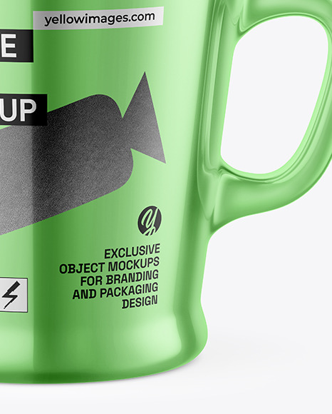 Glossy Metallic Coffee Cup Mockup