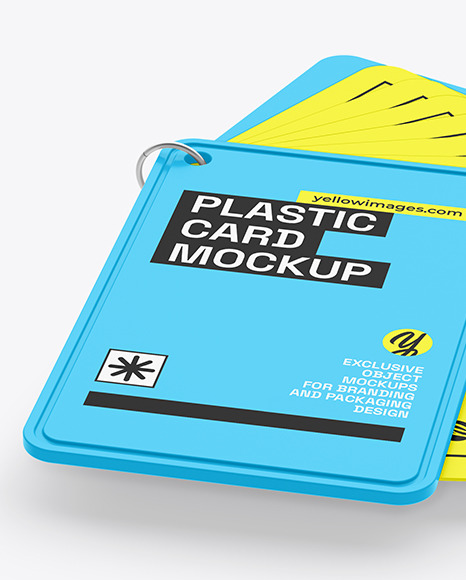 Plastic Cards Stack w/ Plastic Tag Mockup