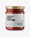 Clear Glass Jar with Red Sauce Mockup