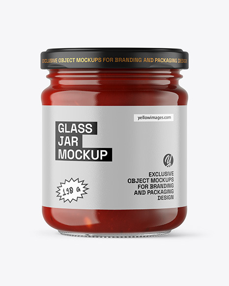 Clear Glass Jar with Red Sauce Mockup