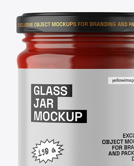 Clear Glass Jar with Red Sauce Mockup