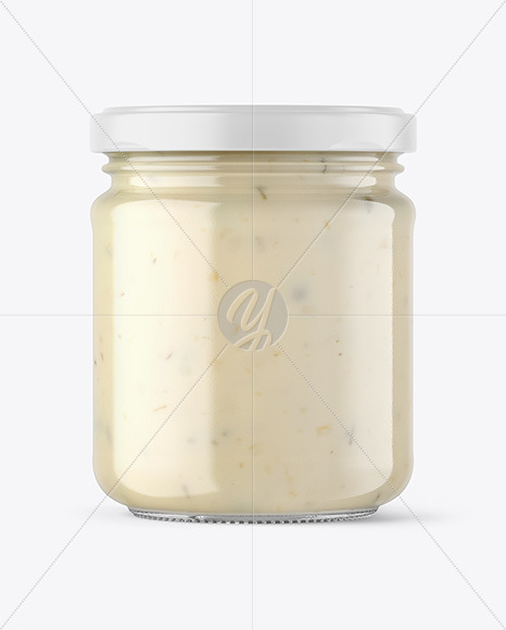 Clear Glass Jar with Tar Tar Sauce Mockup