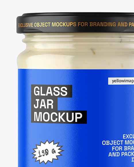 Clear Glass Jar with Tar Tar Sauce Mockup