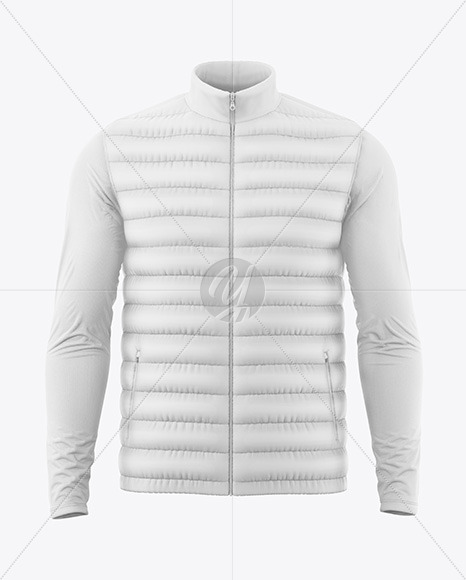 Men's Down Vest & Long Sleeve T-shirt Mockup - Front View