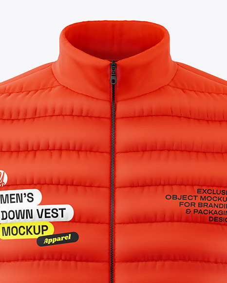 Men's Down Vest & Long Sleeve T-shirt Mockup - Front View