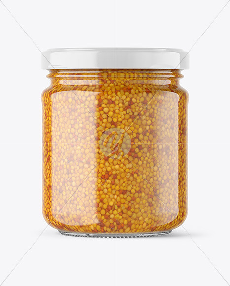 Clear Glass Jar with Wholegrain Mustard Mockup