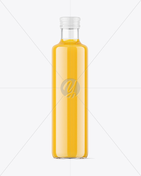 Clear Glass Orange Juice Bottle Mockup