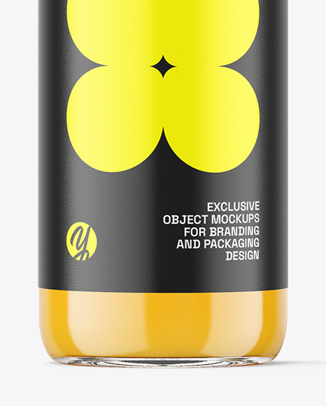 Clear Glass Orange Juice Bottle Mockup