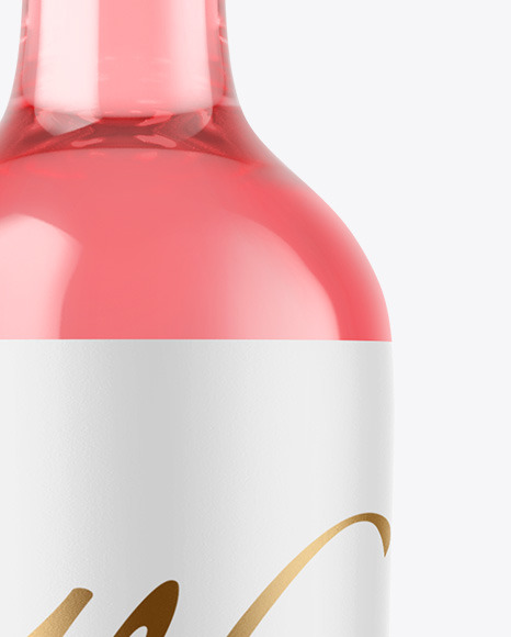 Clear Glass Pink Wine Bottle Mockup